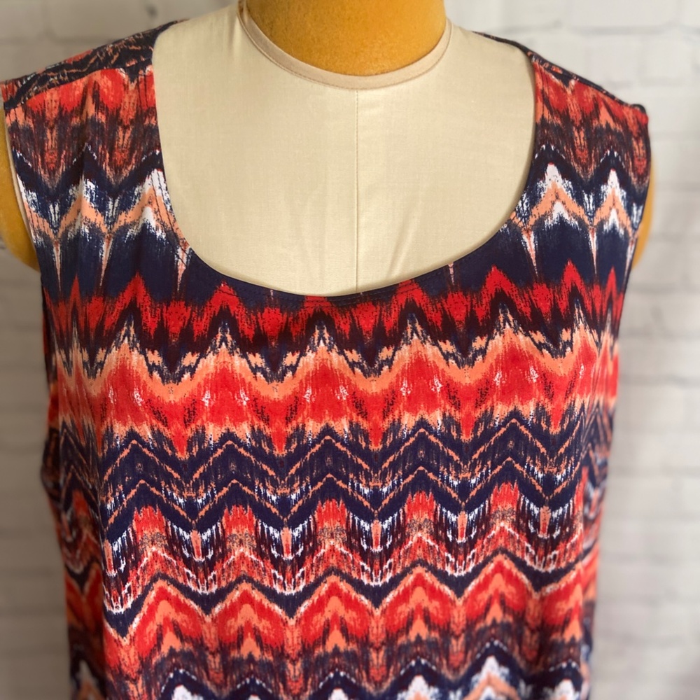 Ladies Womens Plus size 3X red blue dress - Picture 3 of 8